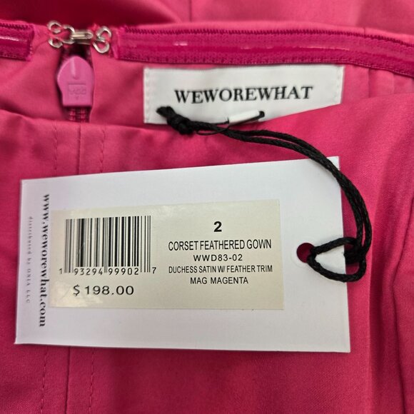 NWT WeWoreWhat Duchess Satin Corset Feather Trim Maxi Gown Dress Size 2 - Picture 3 of 9